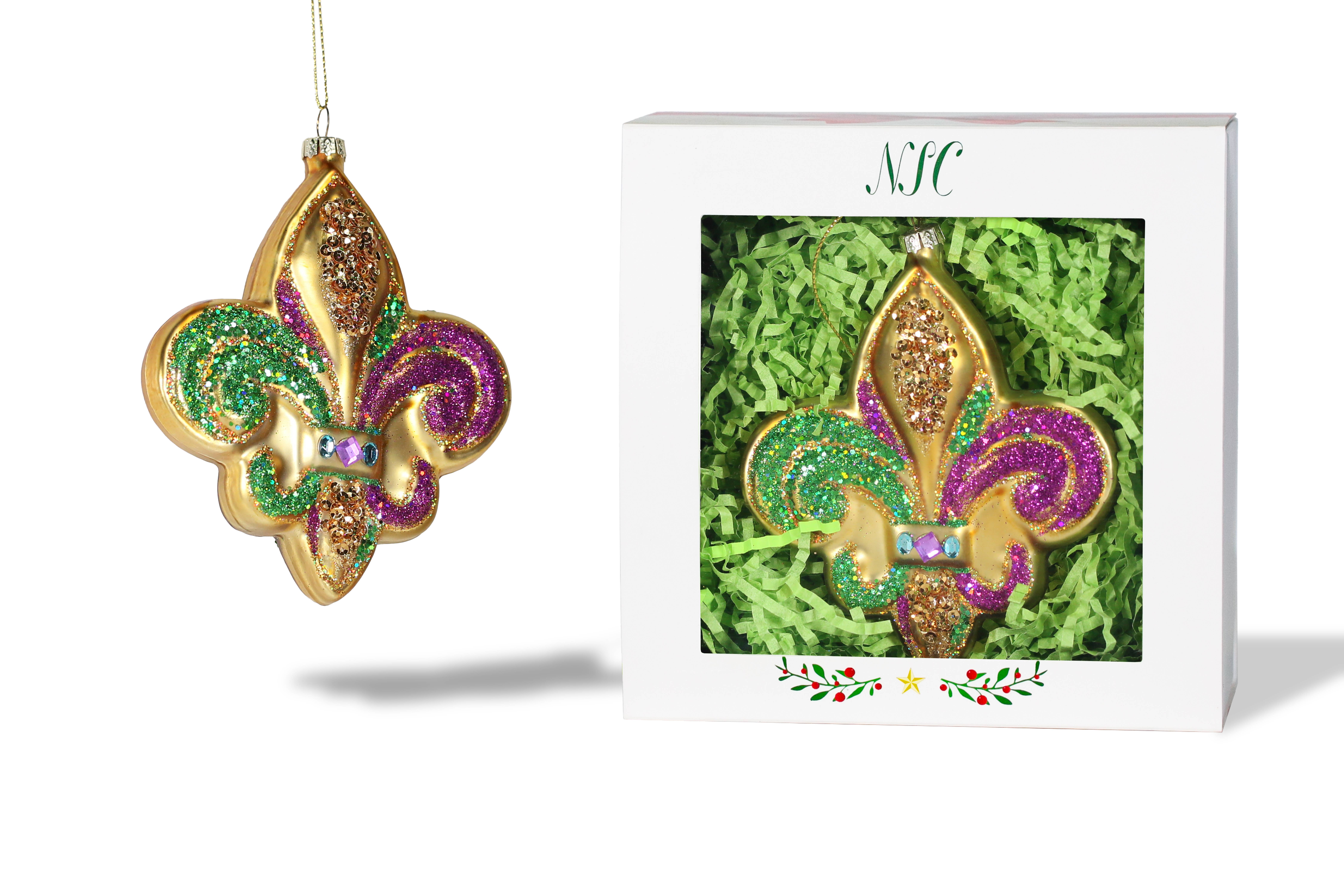 North Star Christmas - Wholesale Ornament - North Star Christmas | Mardi Gras Glass Ornament