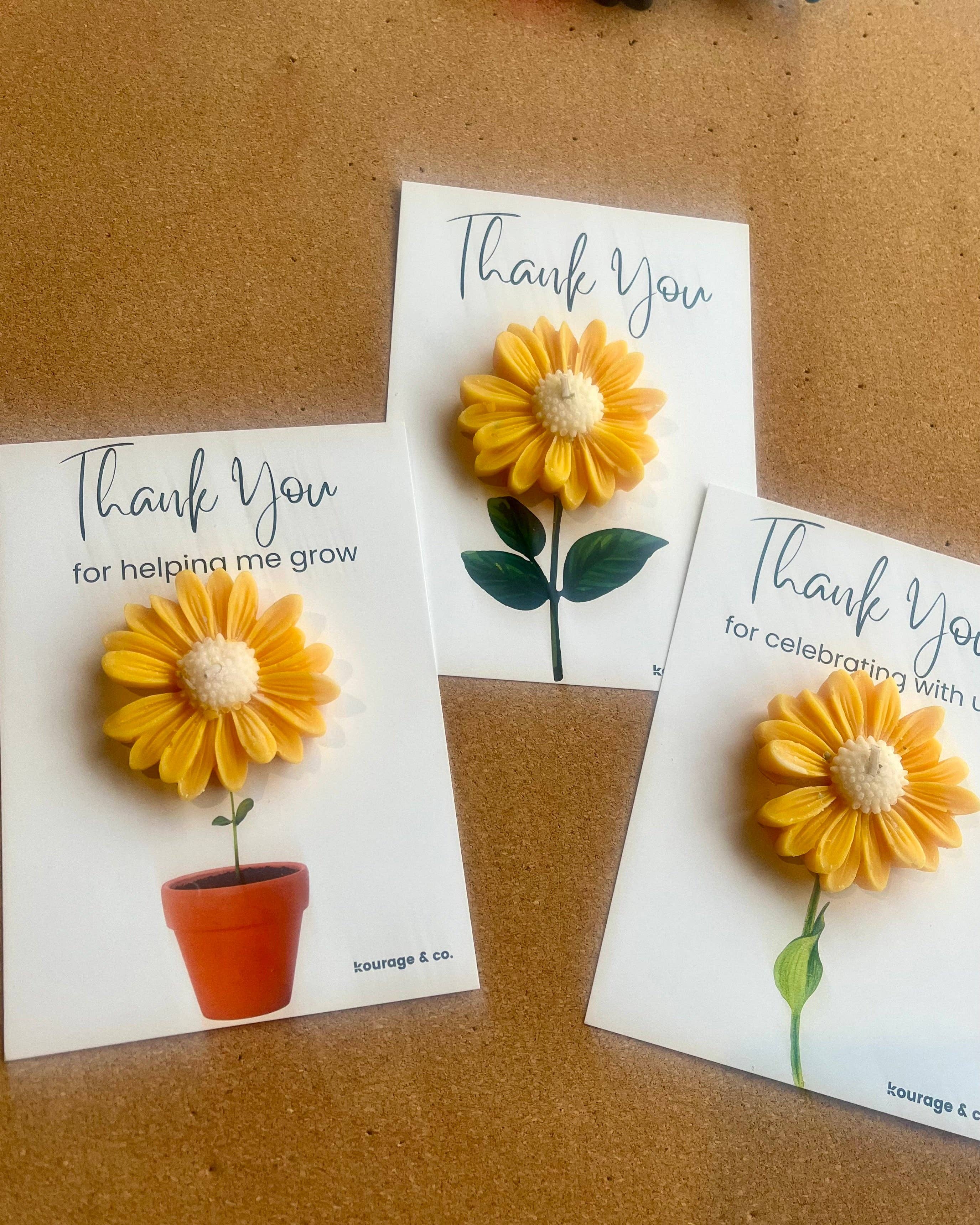 Kourage & co – wholesale Thank you card – Daisy Candle Favour - Thank you Card6