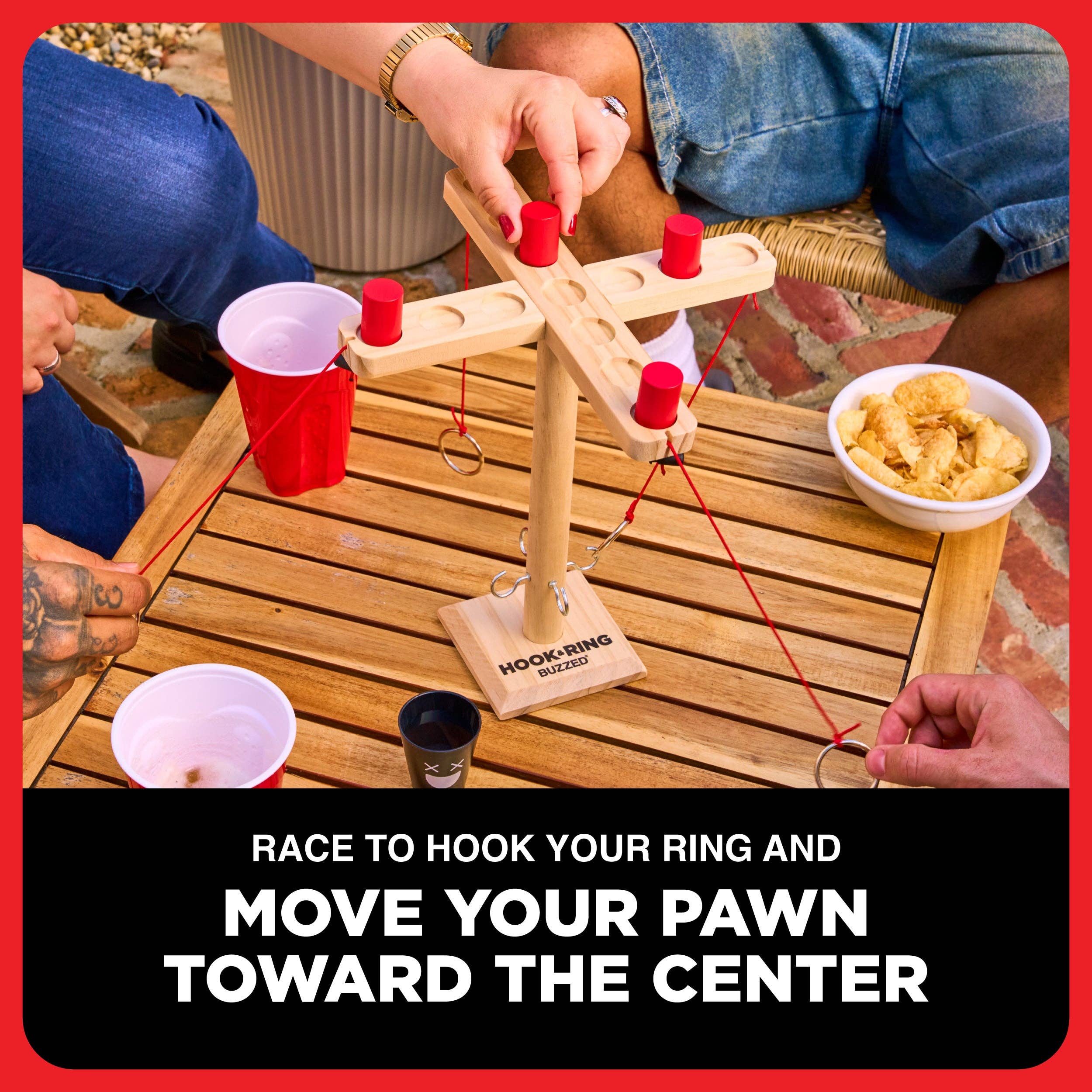 What Do You Meme - Wholesale Board Game - Buzzed 4-Way Hook & Ring - Ring Toss Drinking Game Ages 21+ 4