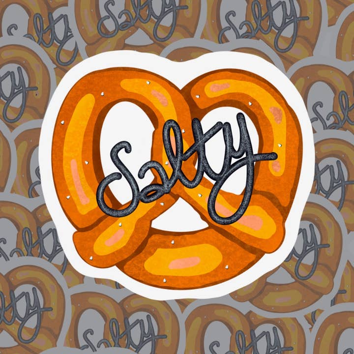 Salty Pretzel Sticker for wholesale by The Primal Vinyl Shop