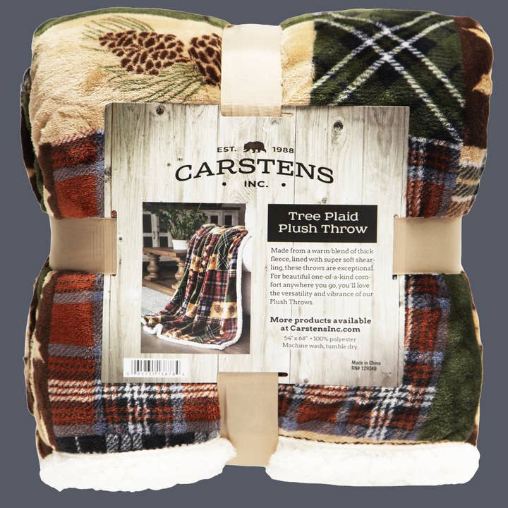 Carstens, Inc. - Wholesale Throw Blanket - Tree Plaid Plush Sherpa Throw4