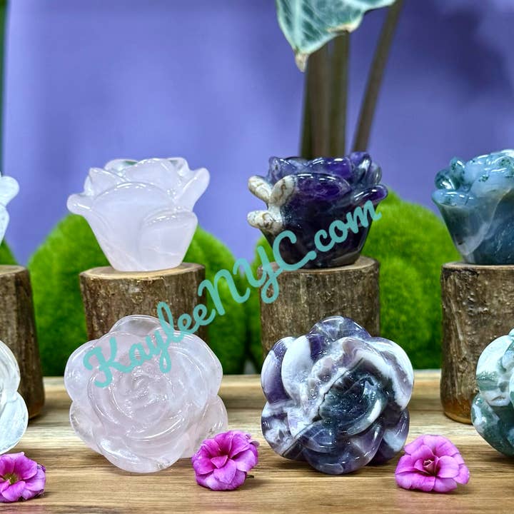 KayleeNYC - Wholesale Spiritual Stone/Crystal - 1.6” Natural Mix Crystals Roses Healing Energy1