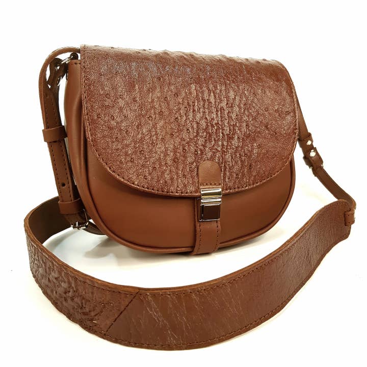 ANKO - Vendita all'ingrosso Borsa a tracolla - Donna - Borsa a tracolla marrone in vera pelle di struzzo6