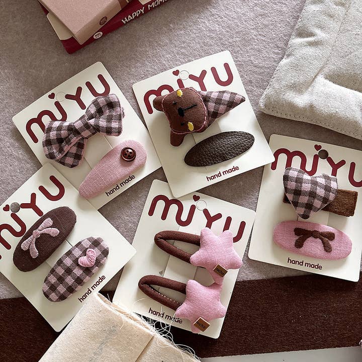 Collection of 2 Geometric Shaped Hair Clips and Hair Ties for wholesale by MyKids-USA®