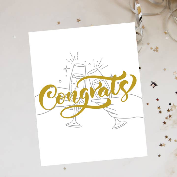 Congrats Toast cards for wholesale by Infectious Design Co.