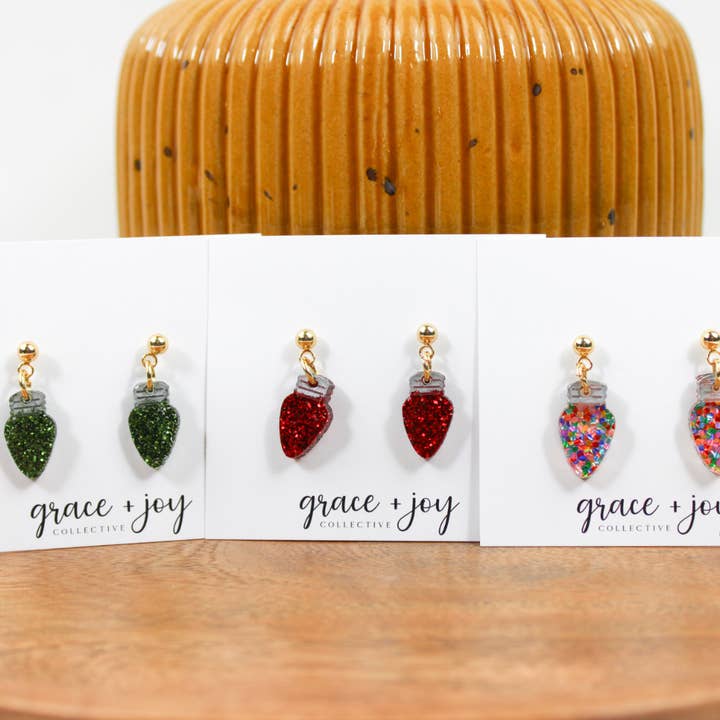 Grace + Joy Collective - Wholesale Dangle Earrings - Christmas bulb Mini Dangle Earring, Christmas light acrylic 2