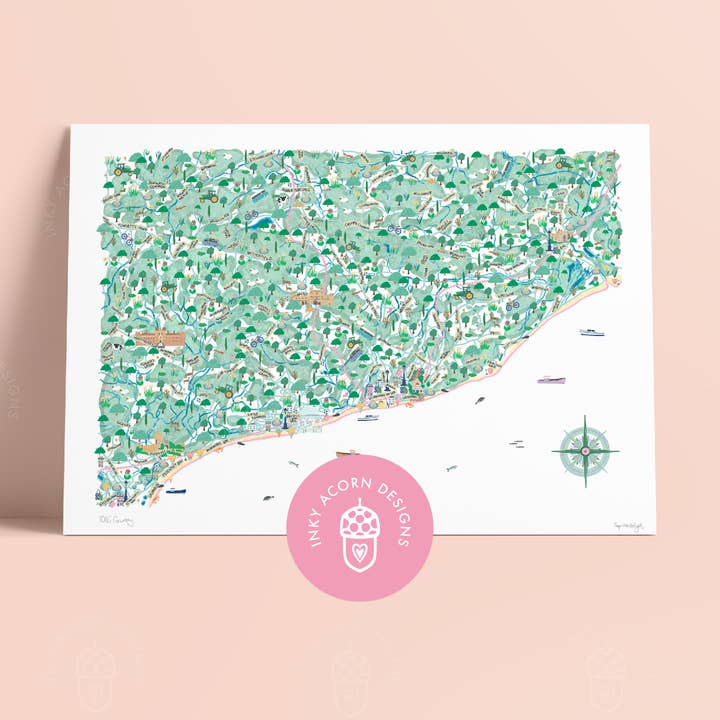 1066 Country Map Signed Art Print for wholesale by Inky Acorn Designs