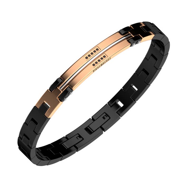 CLAB02BR - Armband aus 316l Stahl mit 10 Diamanten für den Großhandel von BIKKEMBERGS