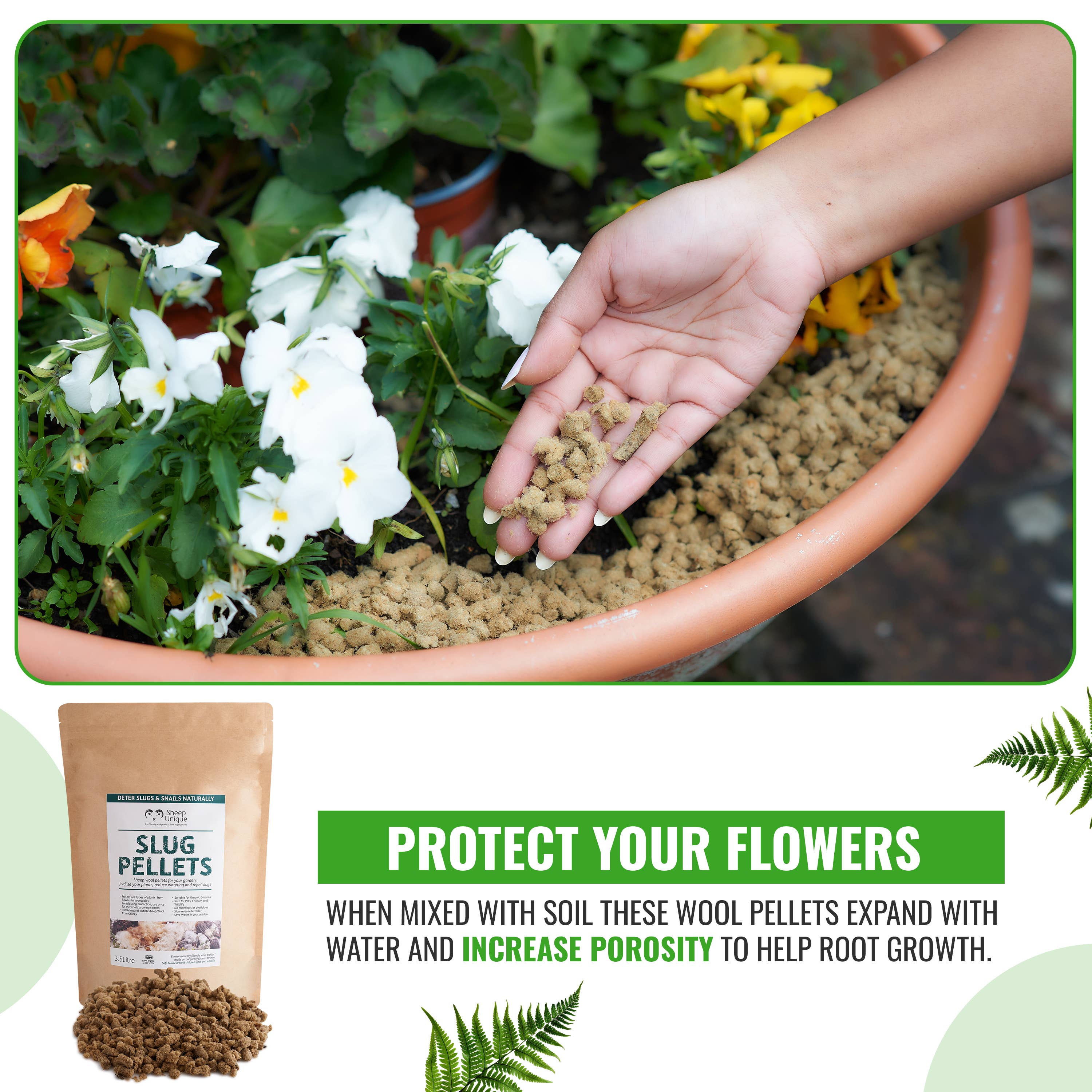 Sheep Unique - Wholesale Planting/potting soil - Slug Wool Pellets - 100% Wool, Pest Repellent, 3.5L / 7.3pts8