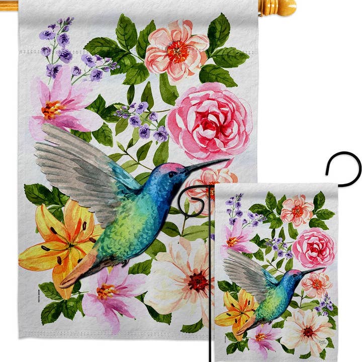 Two Group Flag Co - Wholesale Flag - Colorful Hummingbird Animals Bird Floral Decor Flag