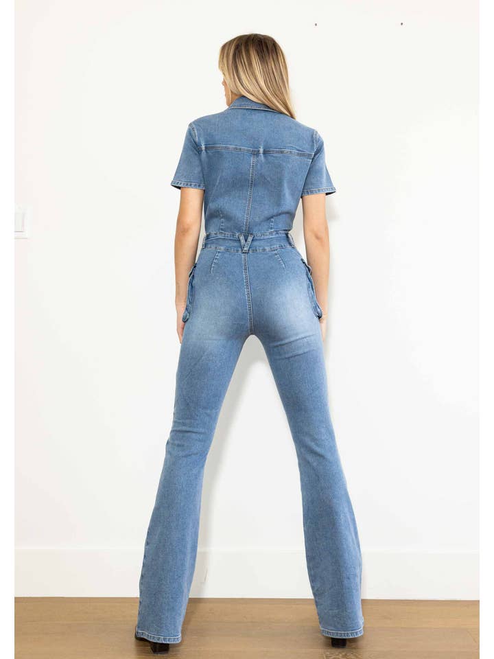 Medium Stone Out Of The Wild Cargo Denim Jumpsuit for wholesale on Faire3