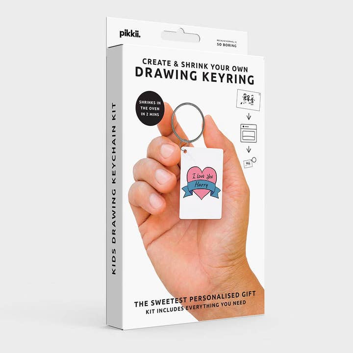 Pikkii USA - Wholesale DIY Craft Kit - Kids - Drawing Shrink Keyring | DIY Personalized Keychain Craft Kit