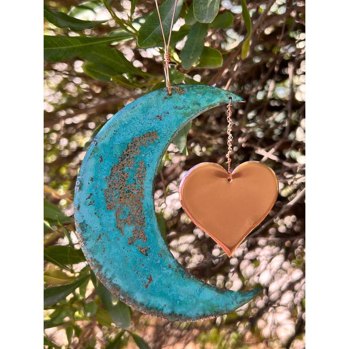 Dos Damas Designs - Wholesale Ornament - Moon & Heart Copper Christmas Ornament3