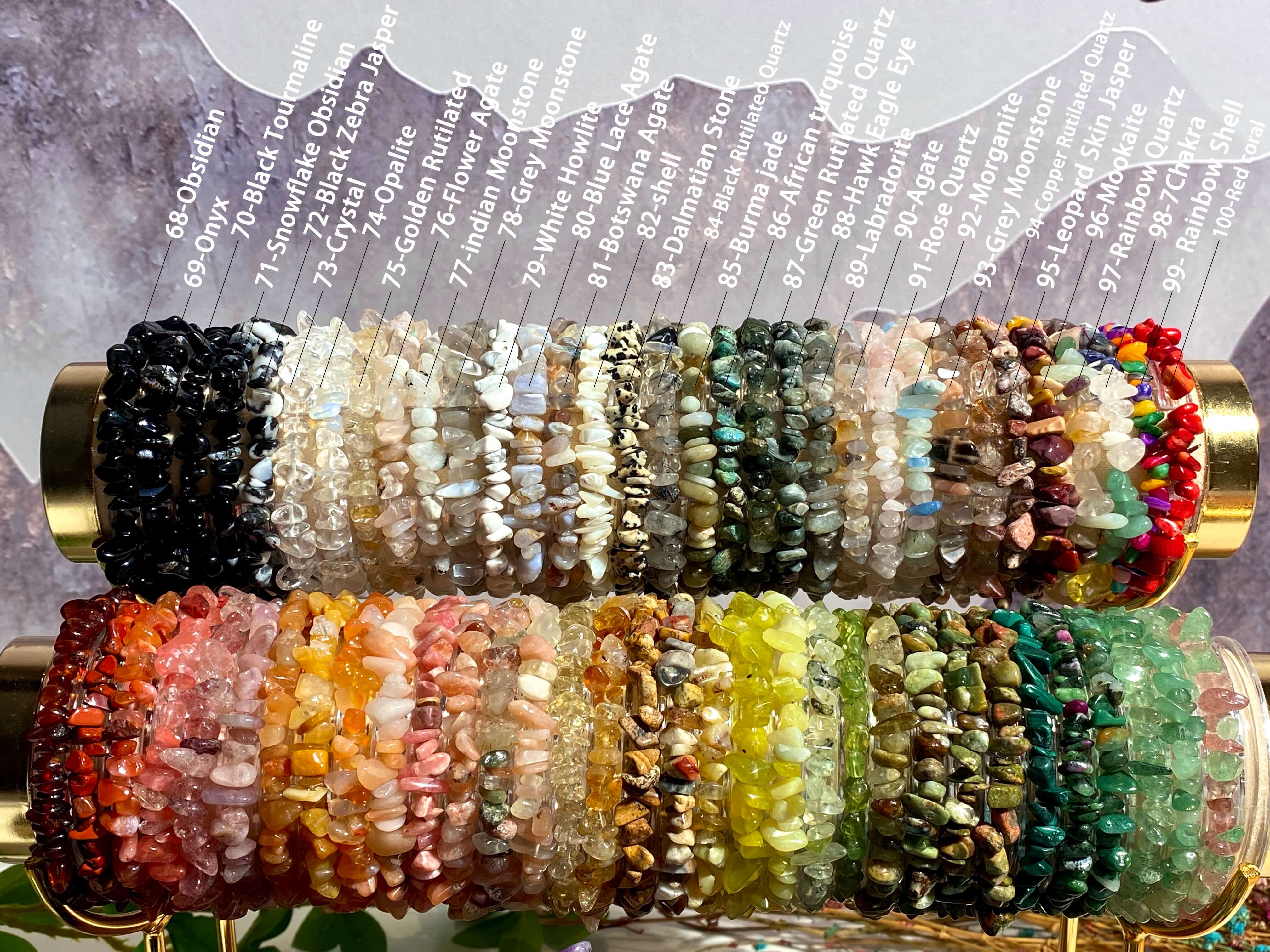 YYDIYcrystal - Wholesale Beaded Bracelet - 4PCs Crystal Bracelets for Couples, Women's chips Bracelet 1