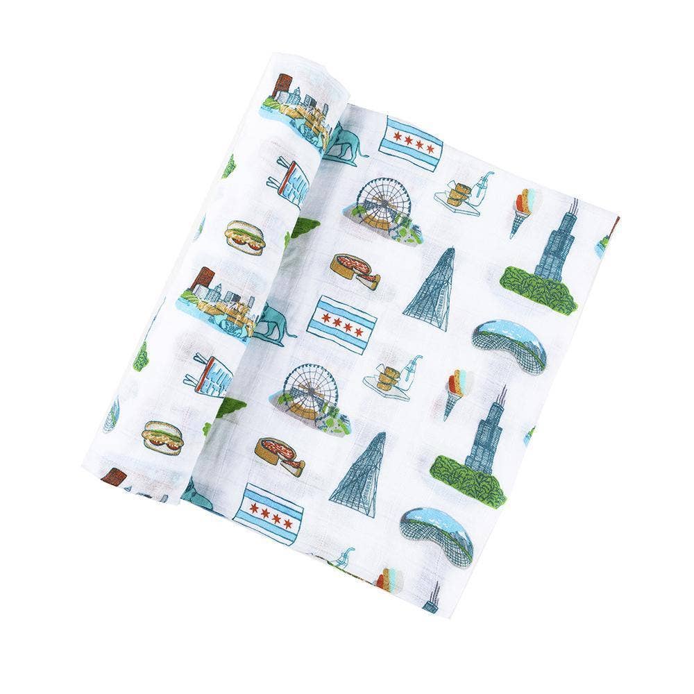 Little Hometown - Wholesale Swaddle - Baby - Chicago Baby Muslin Swaddle Blanket2