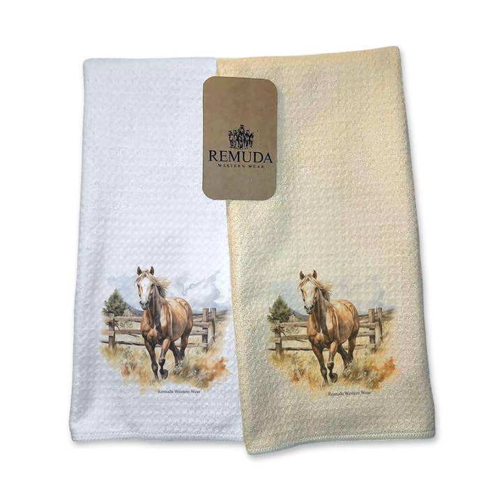 SUNDAY FUN DAY Western Kitchen Hand Towel Set for wholesale by Remuda Western Wear