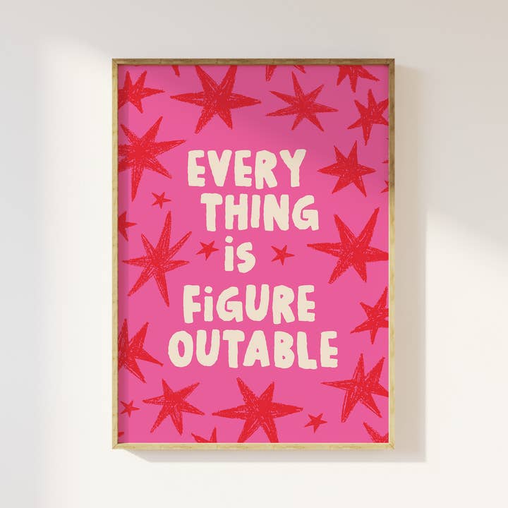 April Lane Art - Wholesale Art Print - Everything is Figureoutable Hot Pink Red Print0