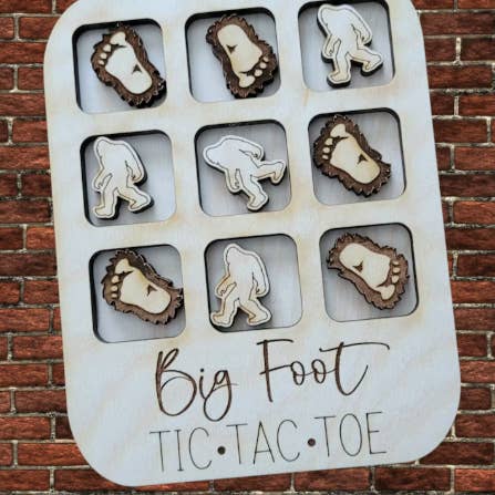 Juego personalizado de tres en raya de Big Foot, rompecabezas de madera de críptidos para venta al por mayor de The Pumpkin Empress