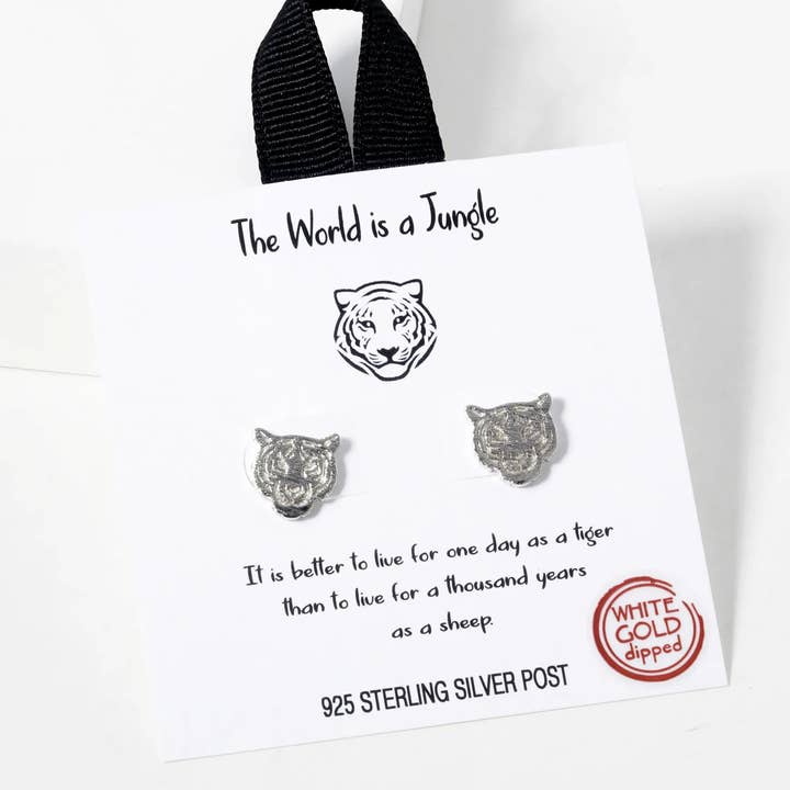 Wild Honey - Wholesale Stud/Post Earrings - 18K Gold Dipped Tiger Stud Earrings3