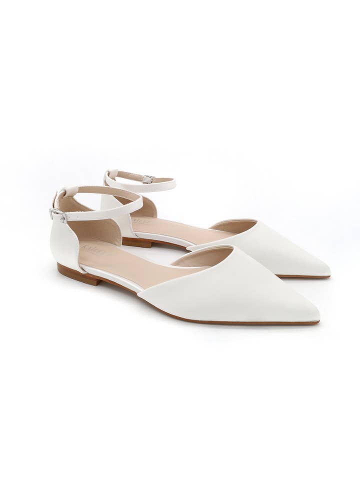 Kailee P. - Wholesale Flats - Women's - Satin Pointy Toe Flats with Ankle Strap5