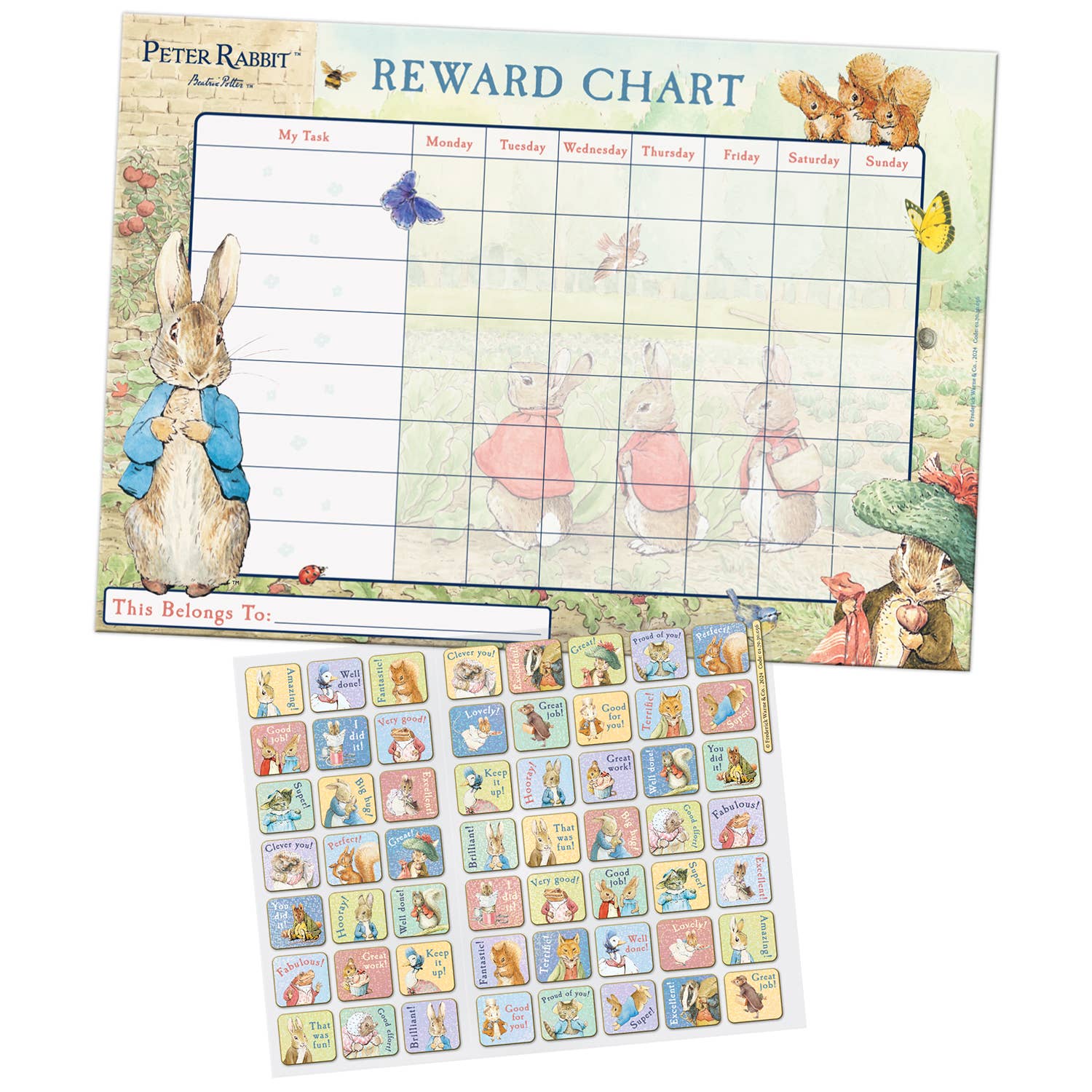 Paper Projects Ltd – wholesale Sticker – Child & baby – Peter Rabbit Reward Chart1