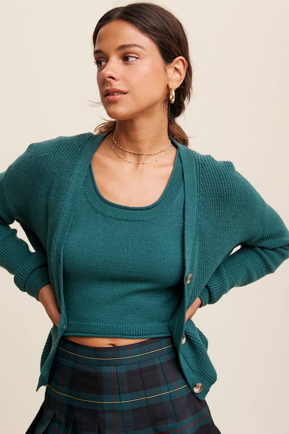 Listicle - Wholesale Tops Set - Women's - Ribbed Knit Cardigan Set LWSET00510