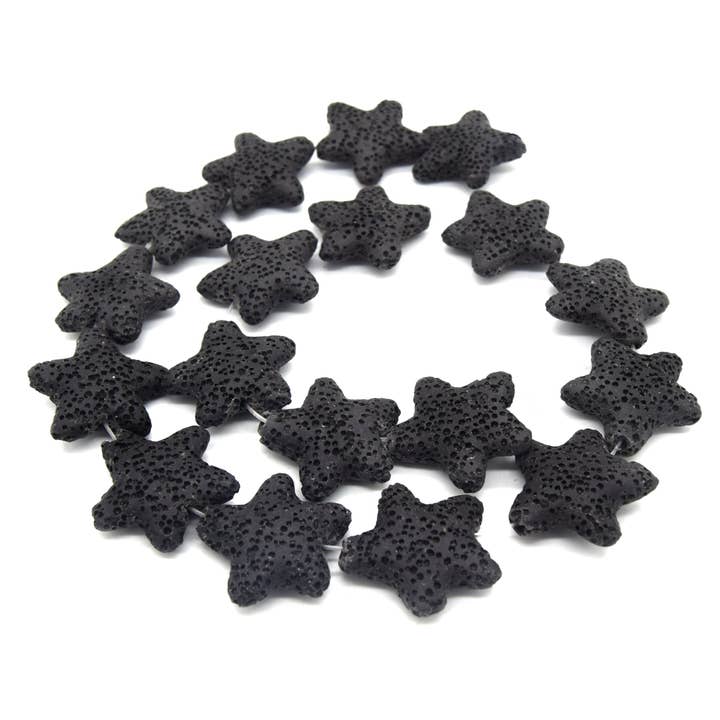 Only Beads - Wholesale Beads - Star Lava Beads | Natural Black Lava Rock Beads - 22mm 27mm 42mm Available | Diffuser Beads2