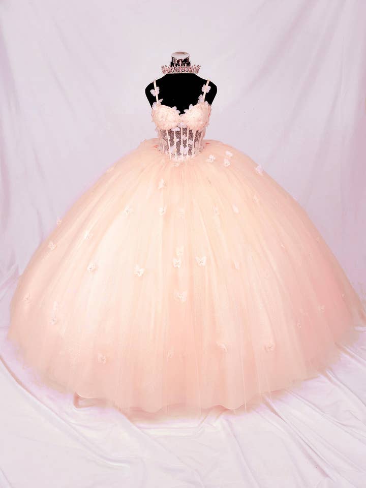 Robe de Quinceañera Papillon avec Nœud et Bretelles CHF3107 pour la vente par Chicas