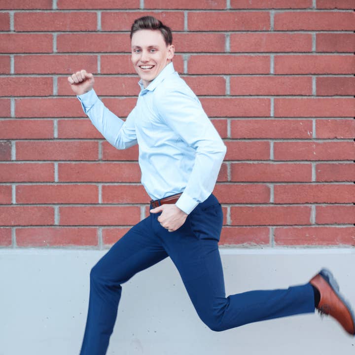 Tough Apparel - Wholesale Button Down Shirt - Men's - Blue Hustle Dress Shirt - Long Sleeve8