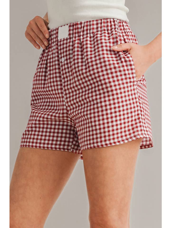 Aapparella - Wholesale Shorts - Women's - Gingham Printed High Waist Shorts | S-2XL