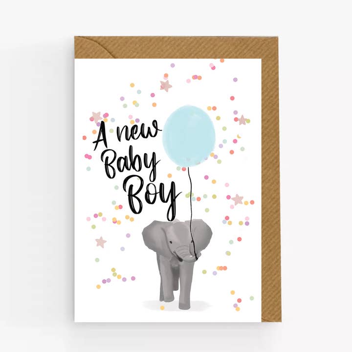 Elephant New Baby Card for wholesale by Moonbean Designs