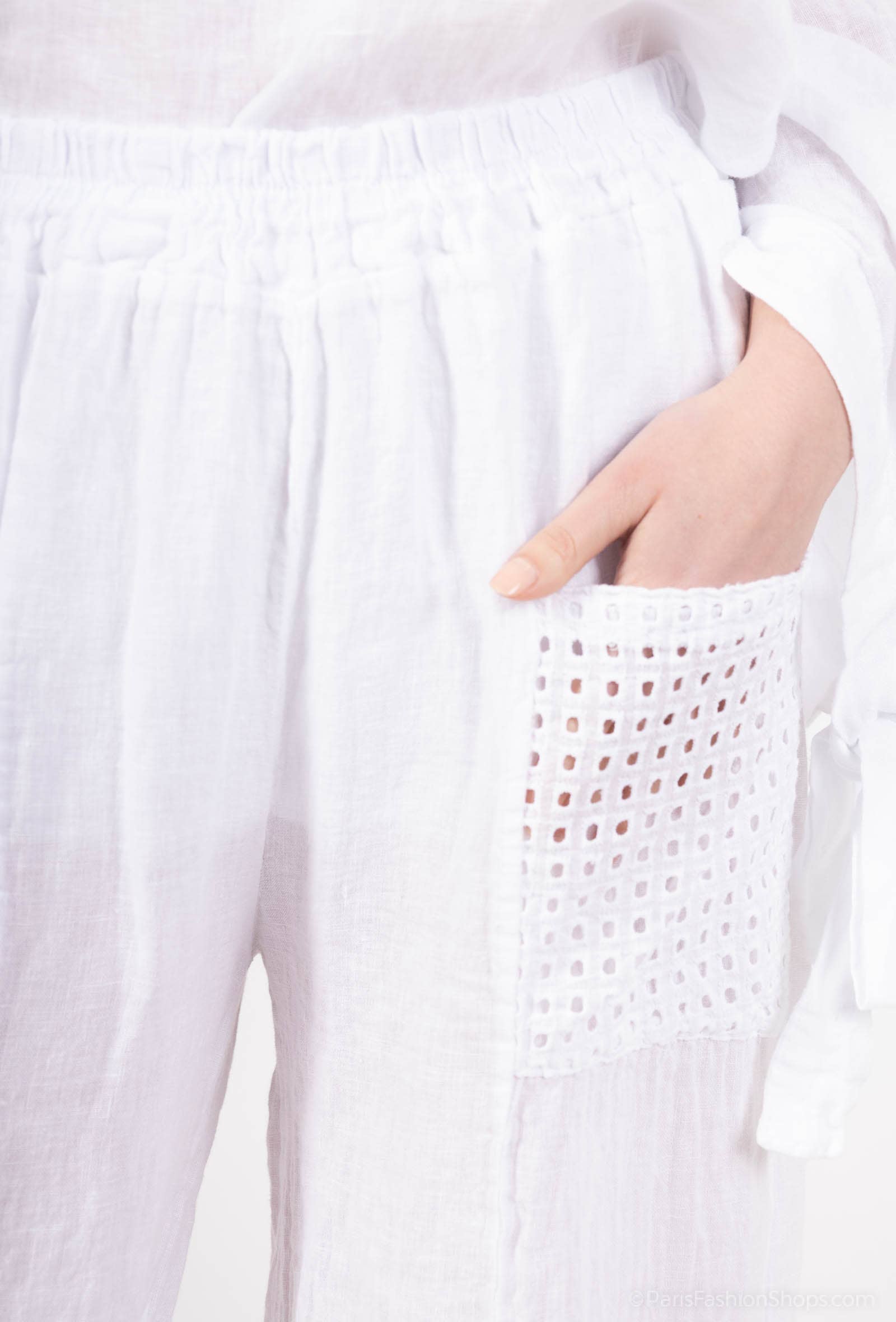 Shyloh - Wholesale Pants - Women's - Linen Trousers with Openwork Pockets 205803