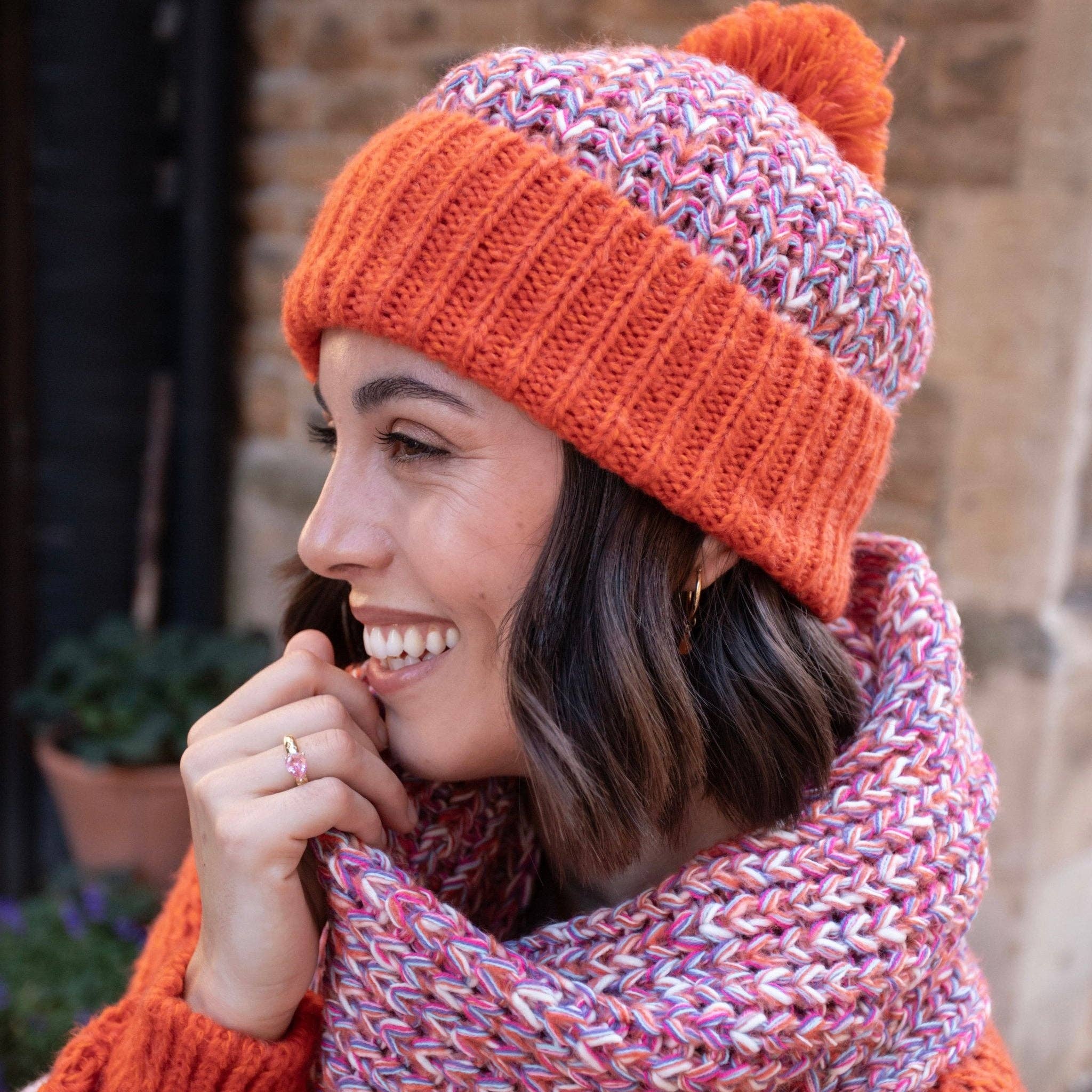 Cara & The Sky - Wholesale Scarf - Women's - Florence Twist Oversized Knitted Scarf - Orange7