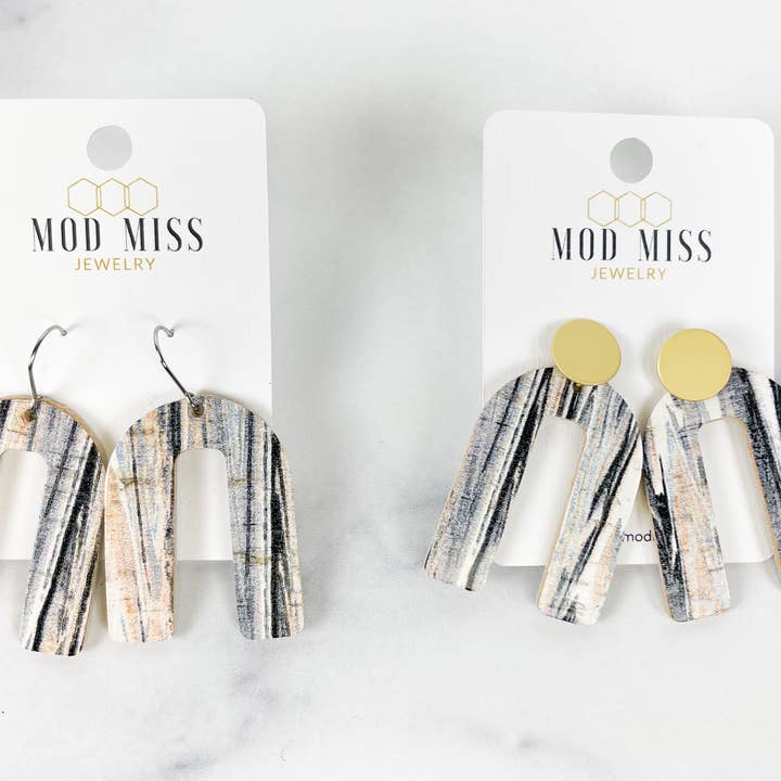 Cork+Leather Arch Earring "Icicle" for wholesale by The Mod Miss