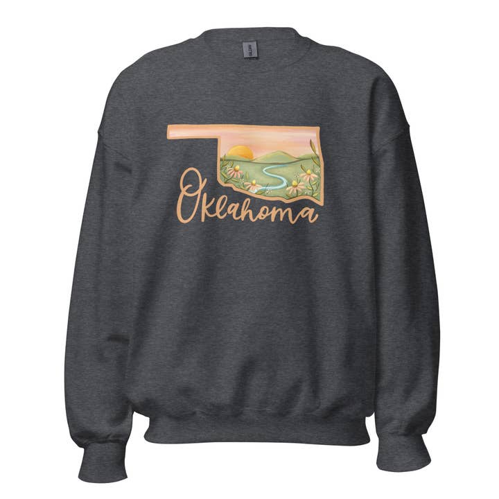 Oklahoma Sweatshirt for wholesale by Painted Peony Art