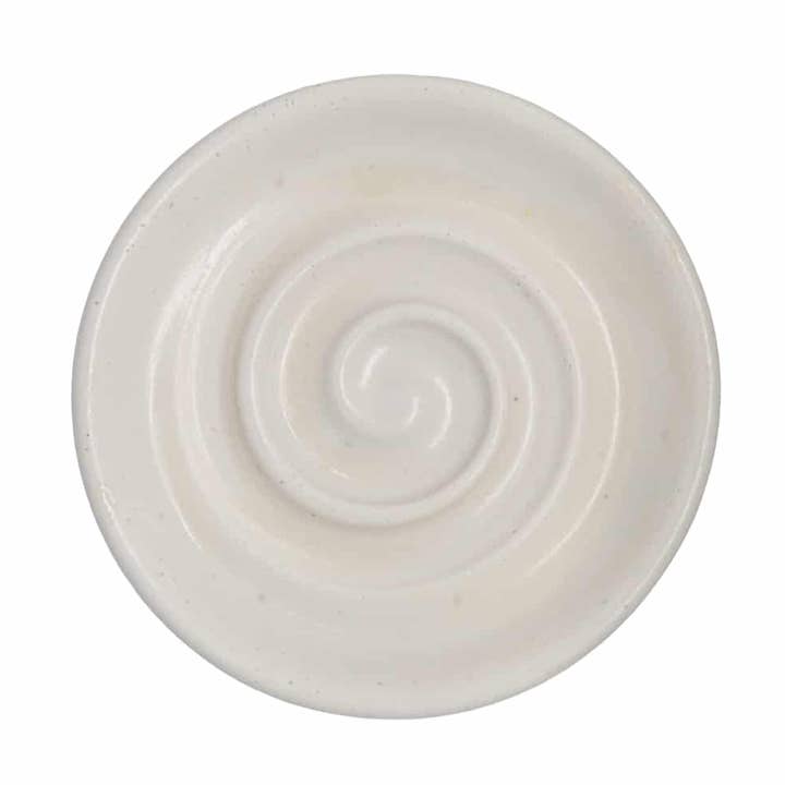 Piatto portasapone a spirale in marmo Jesmonite rotondo - Bianco per la vendita all'ingrosso da parte di Bubbles Bath 'n Body