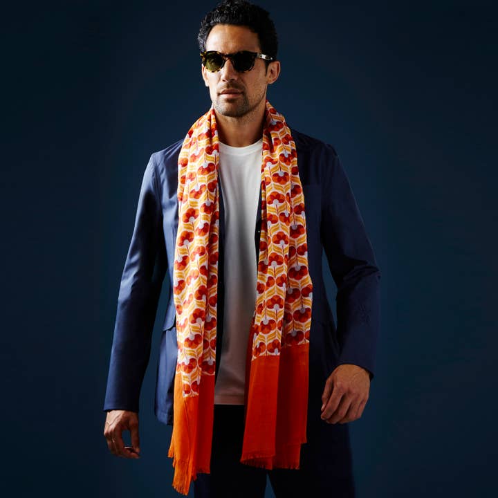 AV08 PARIS - Wholesale Scarf - Unisex - NAMIB MEN'S SCARF – ORGANIC COTTON – ORANGE PRINT2