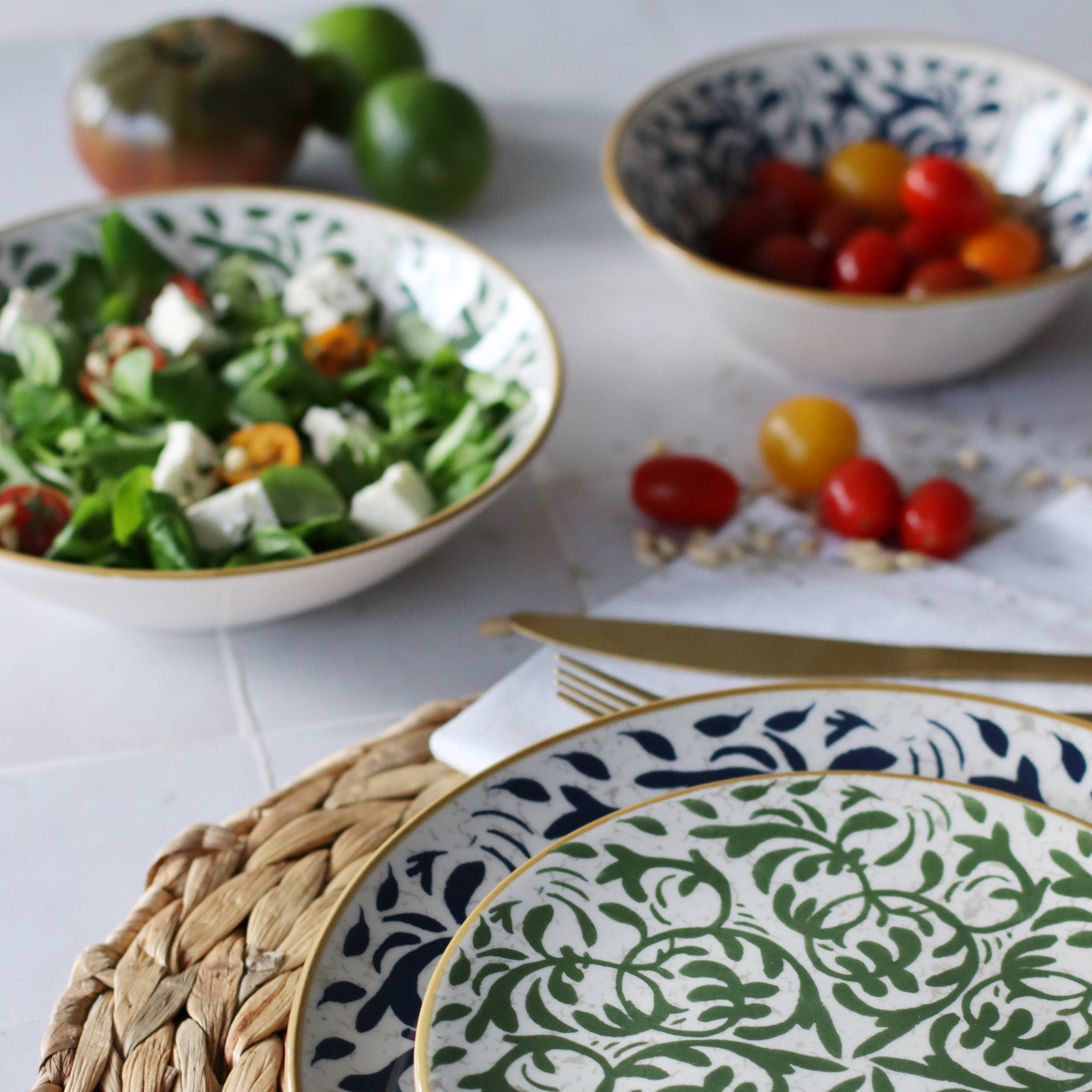 Novastyl - Wholesale Dinner Plate - HÉRACLÉE dessert plate 19cm in stoneware with green decor3