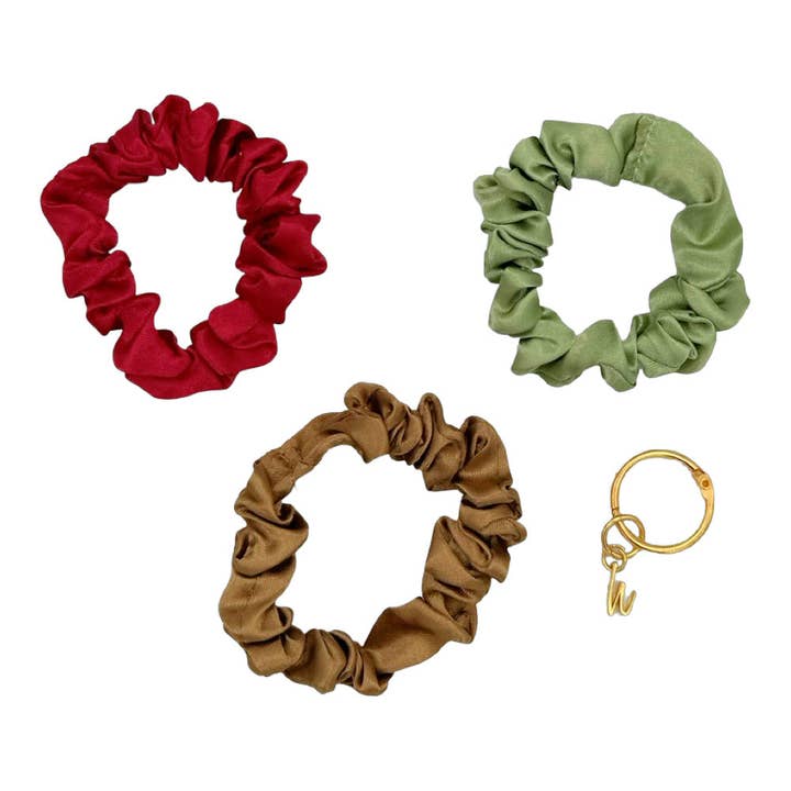 Satin Scrunchie Set - Olive, Burgundy, Gold for wholesale by Headbands of Hope | One Purchased One Donated