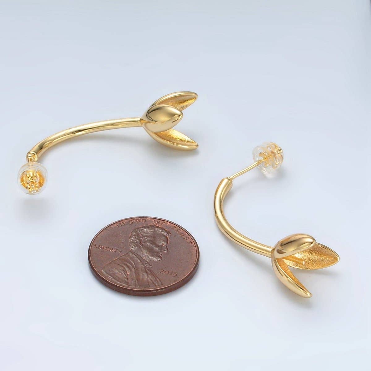 Aim Eternal - Wholesale Dangle Earrings - 24K Gold Filled Flower Tulip Drop Stud Earrings | Q3862
