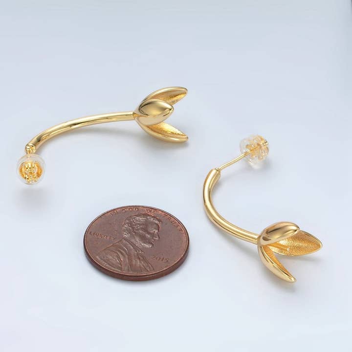 Aim Eternal - Wholesale Dangle Earrings - 24K Gold Filled Flower Tulip Drop Stud Earrings | Q3862