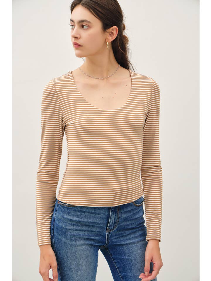 Be Cool - Wholesale Knit Top - Women's - BASIC ULTRA SOFT STRIPED LONG SLEEVE TOP8