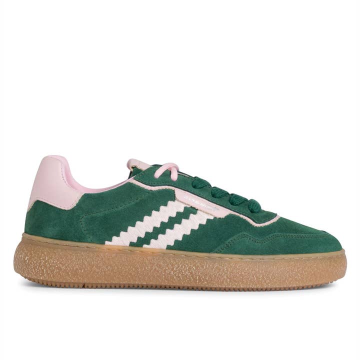 Zapatillas de moda con cordones de cuero verde y rosa para mujer Tamaris. para venta al por mayor de Infinity Leather (Upperclass Fashions Ltd)