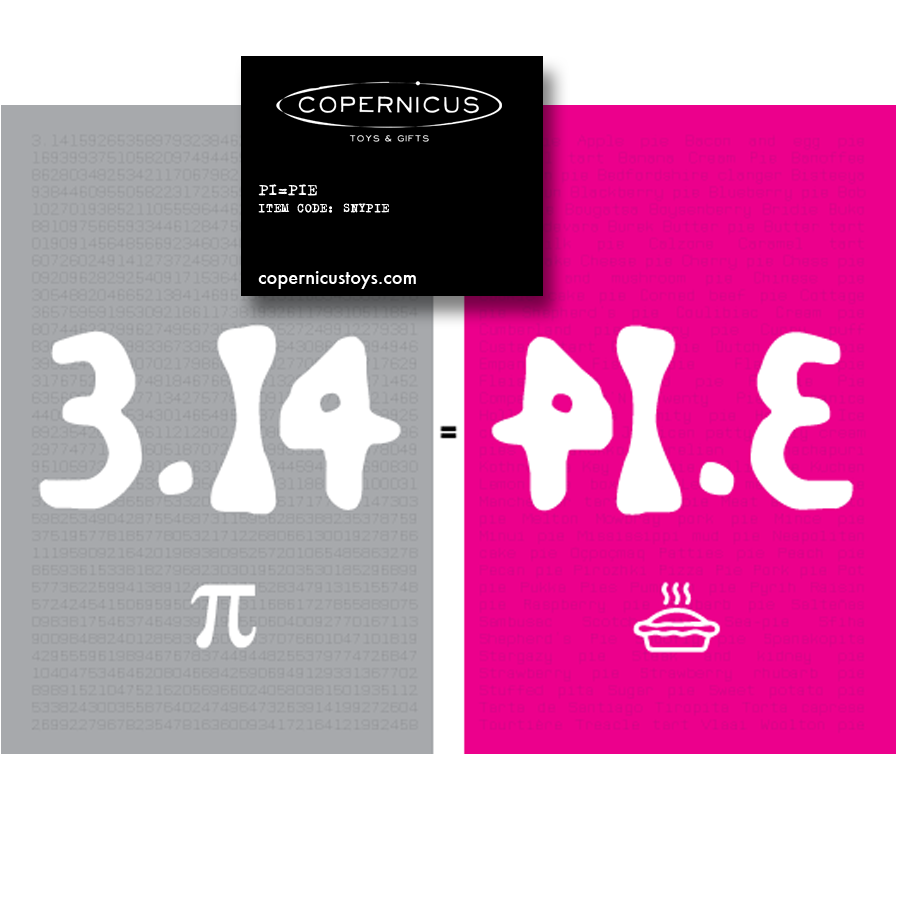Copernicus Toys - Wholesale Postcard - Pi=Pie Postcard |
Math pun postcard1