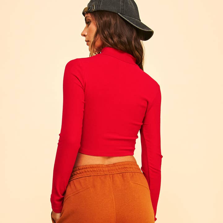 FREEZIA - Wholesale Knit Top - Women's - RIBBED LONG SLEEVE TOP WITH HOOK AND EYE-F7573912