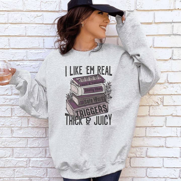 Like 'Em Real Thick & Juicy Ash Graphic Crew for wholesale by H+P Wholesale