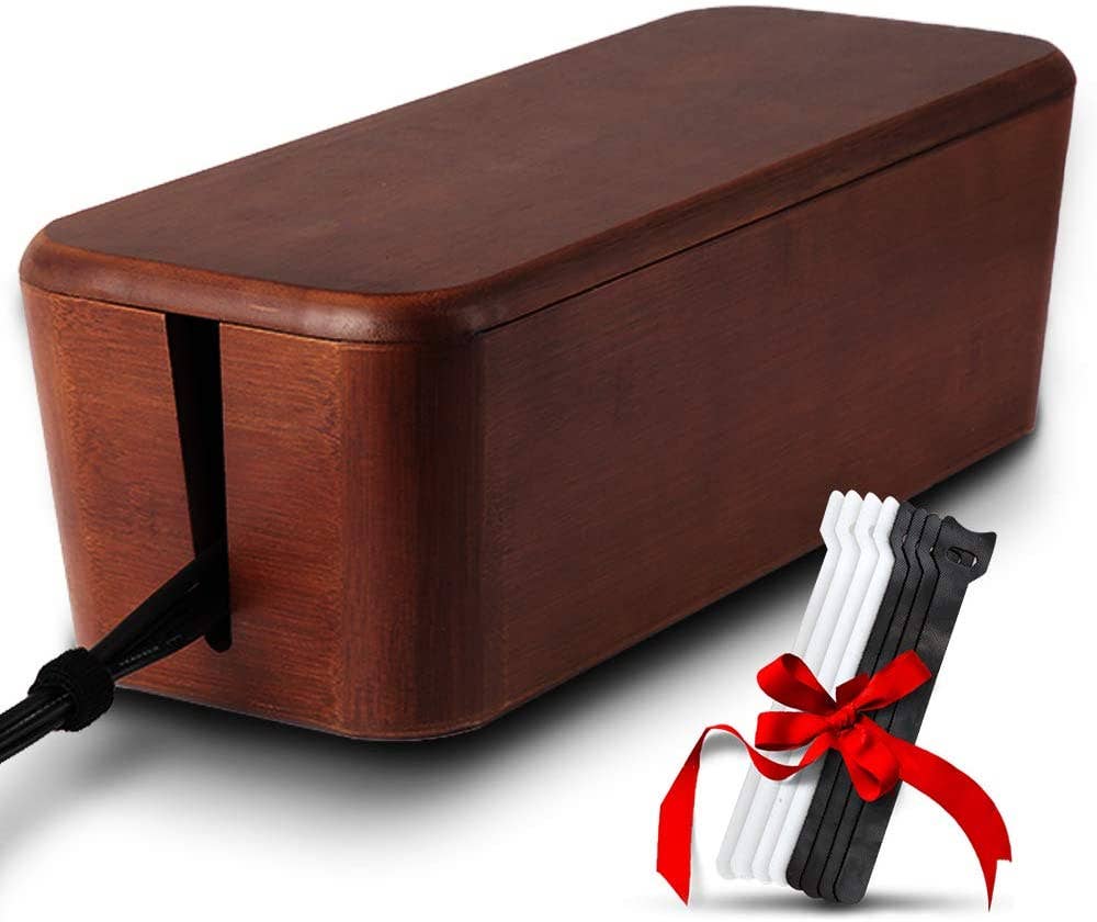 TEYGA - Wholesale Cord Holder - TEYGA Bamboo Cable Management Box - Stylish Cord Organizer Box, A home for Multiple Power Strips - Antique Brown Color0