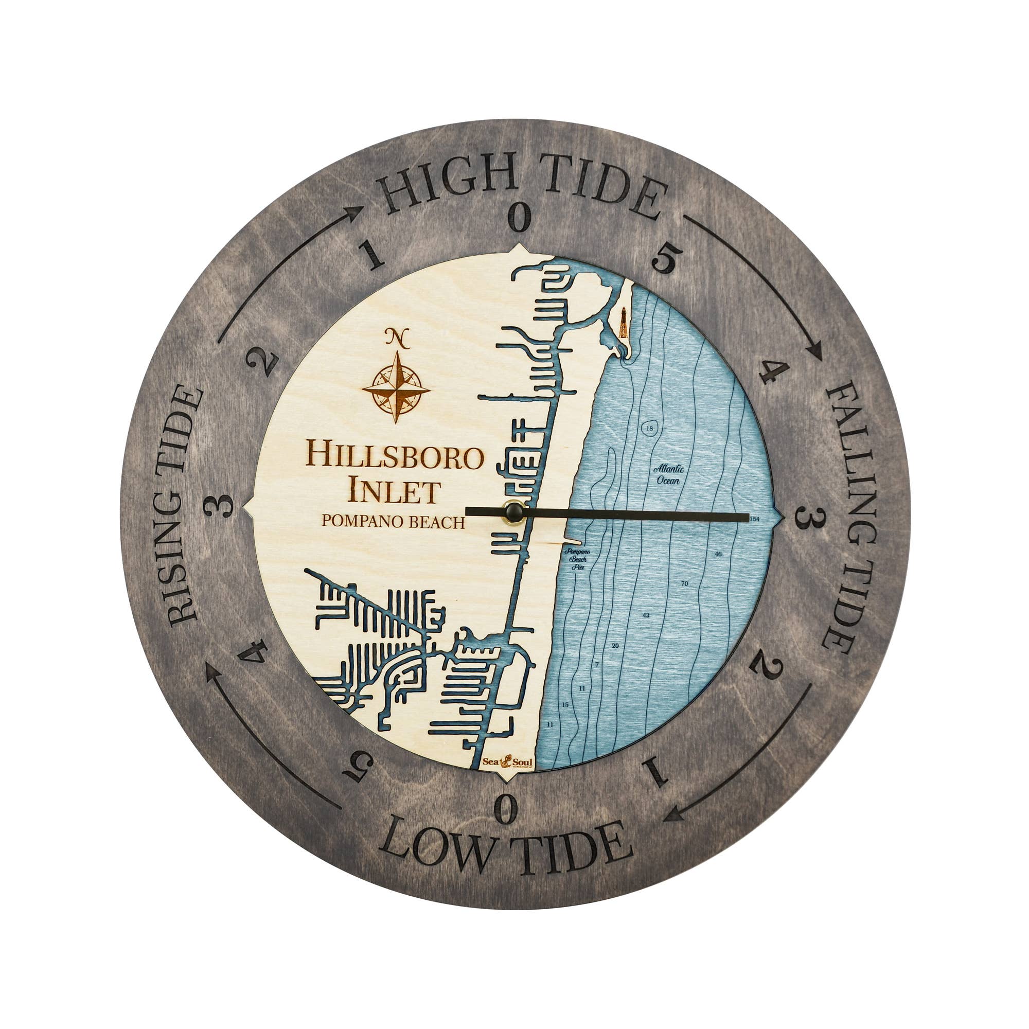 Sea & Soul Nautical Chart Art - Wholesale Wall Clock - Florida East Coast Nautical Chart Tide Clock-Many Locations80