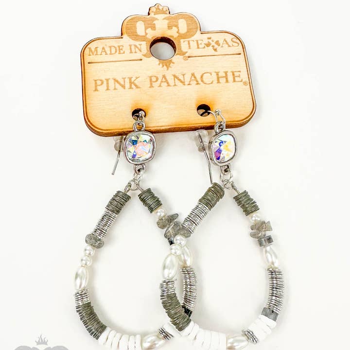 Blandade pärlor tårdroppe örhänge, österrikisk kristall för wholesale av Pink Panache Brands