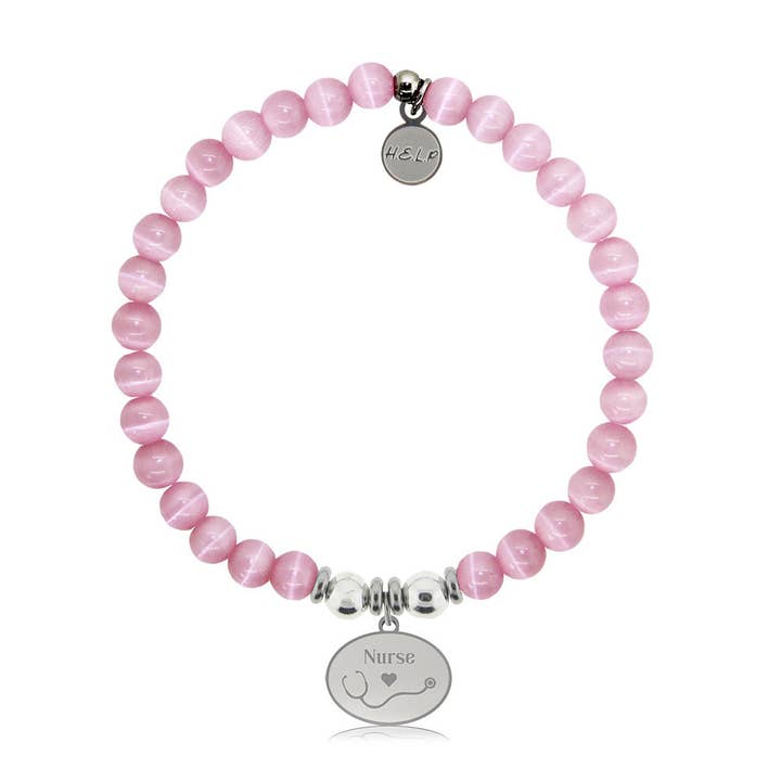 Sygeplejerske Charm med Pink Cats Eye Charity Armbånd for engroshandel hos H.E.L.P